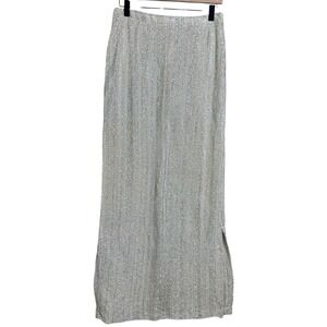 Vintage California Metallic Sheer Maxi Skirt Evening Glamour Slit boho disco